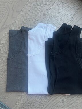 Mens Ribbed Tank Tops - Black, White & Gray